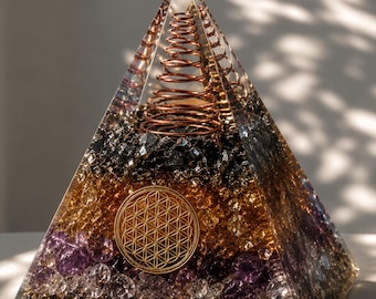 Orgonite Pyramid for Protection & Manifestation | Spiritual Decor | Crystal Energy Pyramid | Sacred Geometry Gift