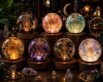 Handcrafted LED Crystal Night Light | Orgonite Lamp | Resin Crystal Light | Meditation Lamp | Spiritual Home Décor | Hall & Sand