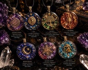 Layered Resin Crystal Pendant | Spiritual Aura Protection Charm | Star Sign Pendant