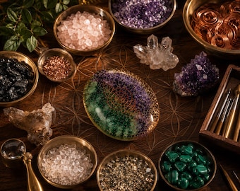 Handcrafted Orgonite Palm Stone | Crystal Worry Stone | Meditation Stone | Pocket Crystal | Spiritual Gift | Hall & Sand
