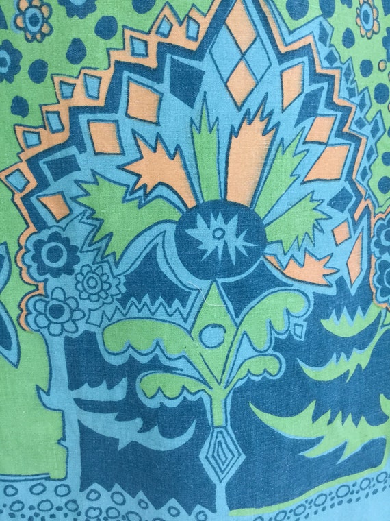 Mid Century Psychedelic Screen Printed Cotton Curtains Etsy