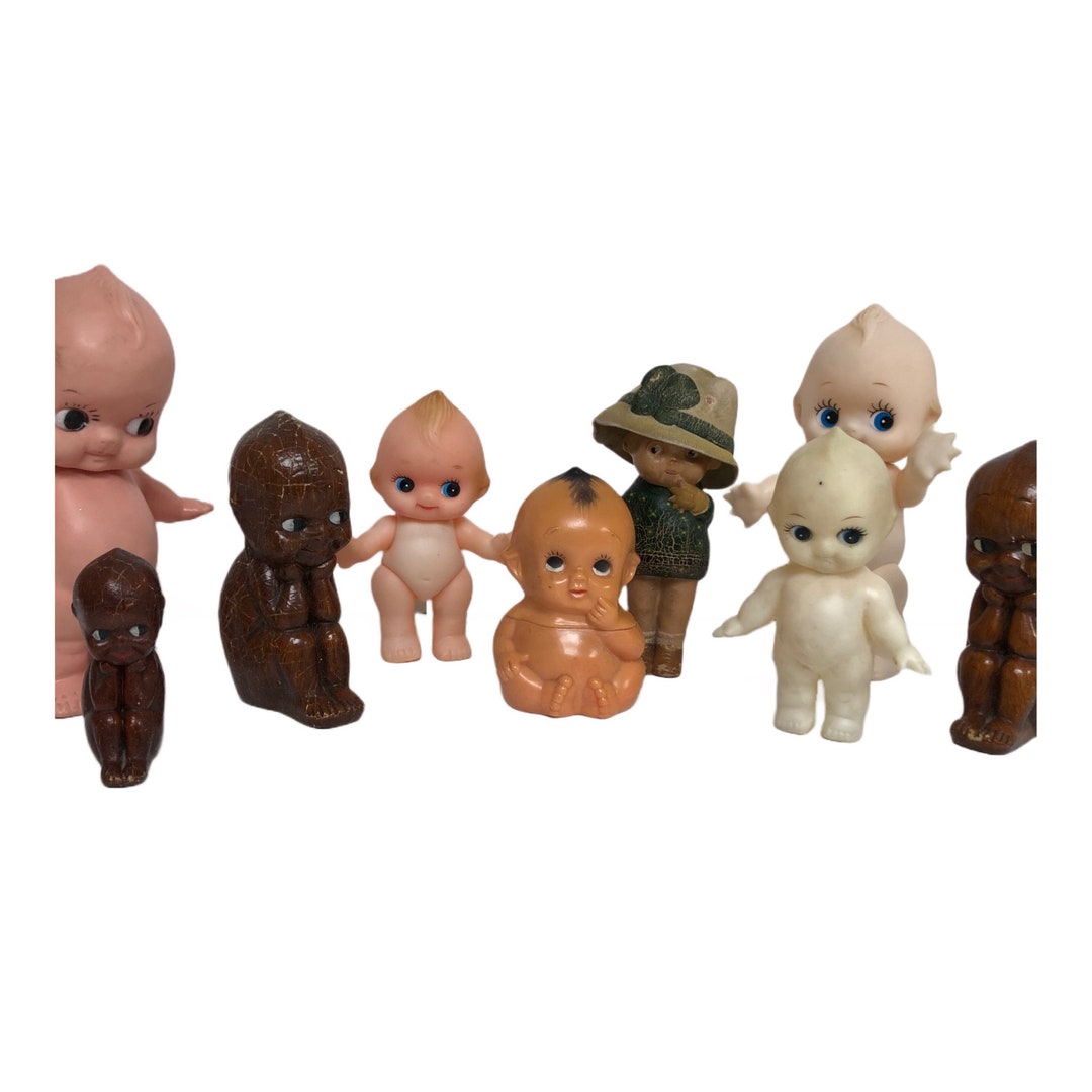 Collection of 9 Vintage & Antique Kewpie Dolls Includes Baby Doll