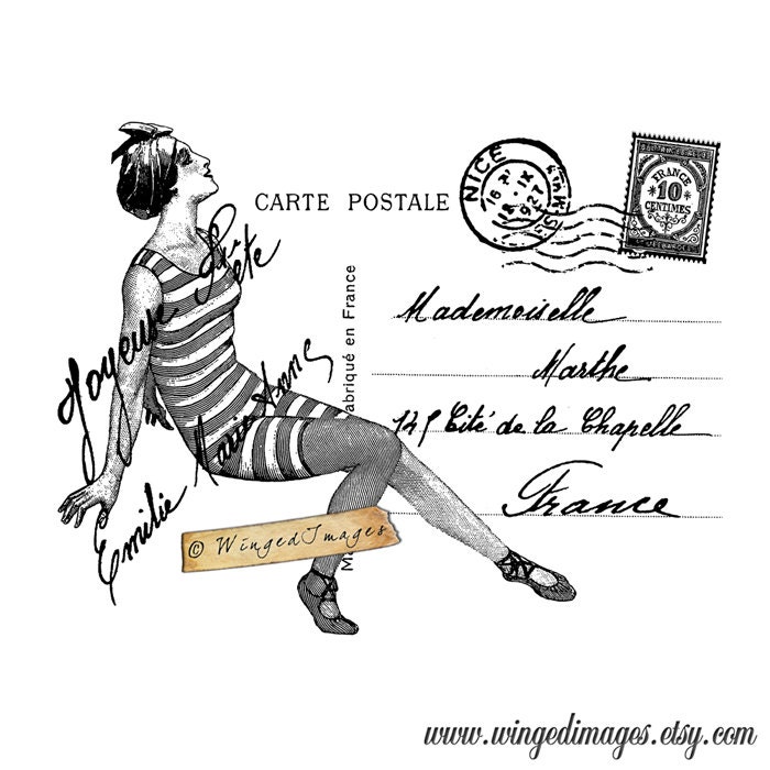 Vintage French Postcard Instant Download Digital Image No.68 Etsy