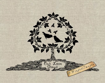 Our Love Grows Instant Download Digital Image No.20 Iron-On Transfer to Fabric (burlap, linen) Paper Prints (cards, tags)