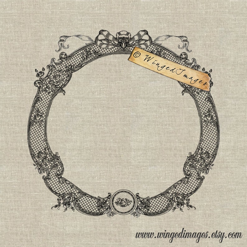 Instant Download Digital Image No.184 Iron-On Transfer to Fabric Paper Prints Beautiful Lacy Frame burlap, linen cards, tags