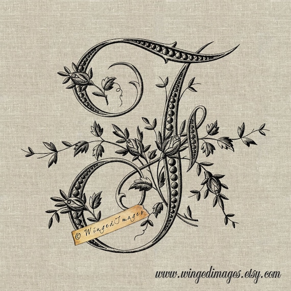 SEVEN DESIGNERS IN MONOGRAM / F．Baudot Antique French Monogram Letter F Instant Download Digital Image No