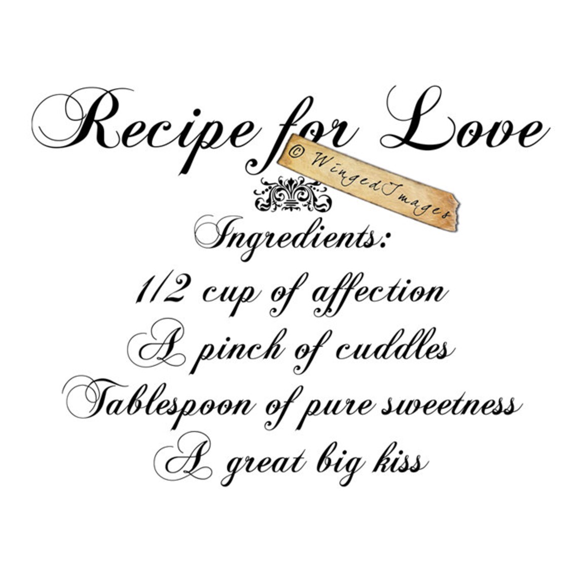 Recipe for Love Instant Download Digital Image No.46 Ironon Transfer
