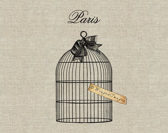 Bird Cage Instant Download Digital Image No.89 Iron-On Transfer to Fabric (burlap, linen) Paper Prints (cards, tags)
