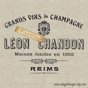 Vintage Franse wijnadvertentie Instant Download Digital Image No.138 Iron-On Transfer naar stof (jute, linnen) Papierafdrukken (kaarten, tags)