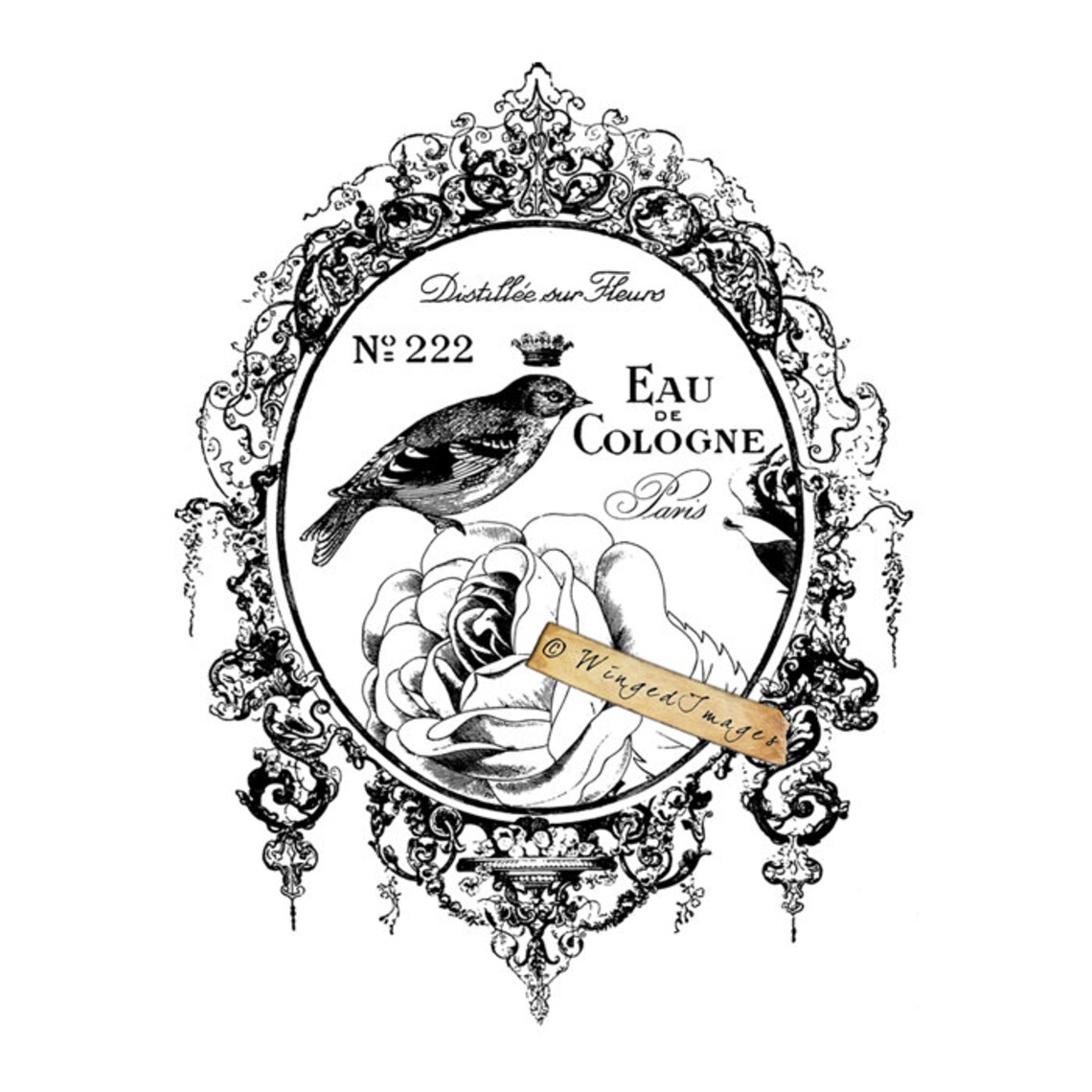 Vintage French Cologne Label Instant Download Digital Image No.88 Iron