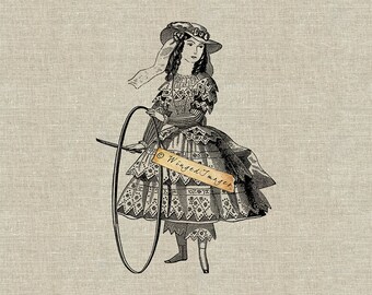 Chica victoriana en vestido de lujo Descarga instantánea Imagen digital No.173 Transferencia de hierro a tela (arpillera, lino) Impresiones de papel (tarjetas, etiquetas)