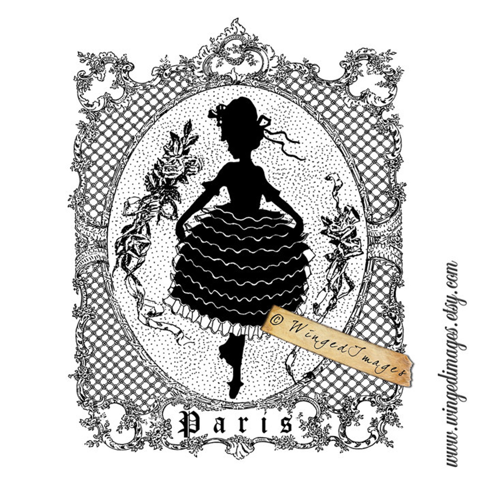 French Lady Silhouette. Instant Download Digital Image No.183 - Etsy