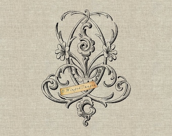 Antique Floral Ornament Detail Instant Download Digital Image No.271 Iron-On Transfer to Fabric (burlap, linen) Paper Prints (cards, tags)