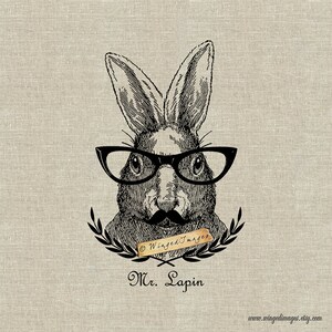 Mr Lapin Descarga instantánea Imagen digital No.376 Transferencia de hierro a tela (arpillera, lino) Impresiones en papel (tarjetas, etiquetas)