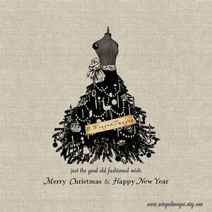Old Fashioned Weihnachtswunsch. Sofortiger Download Digitales Bild Nr.397 Bügelbild auf Stoff (Burlap, Leinen) Papier Drucke (Karten, Tags)