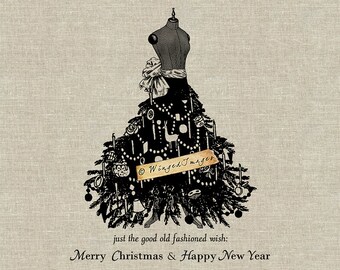 Deseo de Navidad a la antigua. Descarga instantánea Imagen digital No.397 Iron-On Transfer to Fabric (arpillera, lino) Impresiones en papel (tarjetas, etiquetas)