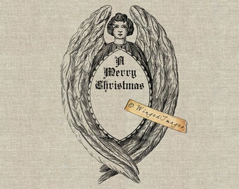 Ángel de Navidad II. Descarga instantánea Imagen digital No.308 Iron-On Transfer to Fabric (arpillera, lino) Impresiones en papel (tarjetas, etiquetas)