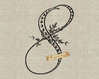 Antique French Number Eight. Instant Download Digital Image No.365 Iron-On Transfer to Fabric (burlap, linen) Paper Prints (cards, tags)