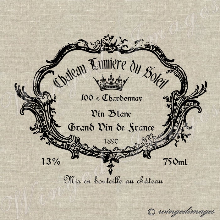 Vintage French Wine Label Instant Download Digital Image No