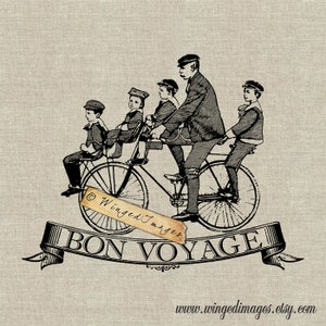 Vintage French Bon Voyage Instant Download Digital Image No.127 Iron-On Transfer to Fabric (tela, lino) Stampe su carta (carte, etichette)