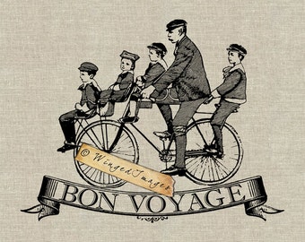 Vintage French Bon Voyage Instant Download Digital Image No.127 Iron-On Transfer to Fabric (burlap, linen) Paper Prints (cards, tags)