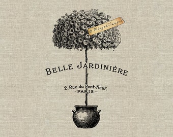 Belle Jardiniere Beautiful Garden Instant Download Digital Image No.96 Iron-On Transfer to Fabric (burlap, linen) Paper Prints (cards, tags)