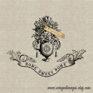 Oost West Thuis Best. Instant Download Digital Image No.181 Iron-On Transfer naar stof (jute, linnen) Papierafdrukken (kaarten, labels)