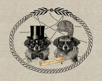 Sr. y Sra. Chin Japonés. Descarga instantánea Imagen digital No.392 Iron-On Transfer to Fabric (arpillera, lino) Impresiones en papel (tarjetas, etiquetas)