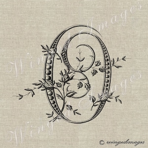 Antique French Monogram Letter O Instant Download Digital Image No.232 Iron-On Transfer to Fabric (burlap, linen) Paper Prints (cards, tags)
