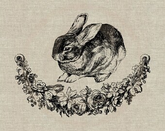 Lindo conejito de Pascua Descarga instantánea Imagen digital No.117 Transferencia de hierro a tela (arpillera, lino) Impresiones de papel (tarjetas, etiquetas)