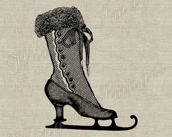 patín victoriano. Descarga instantánea Imagen digital No.205 Iron-On Transfer to Fabric (arpillera, lino) Impresiones en papel (tarjetas, etiquetas)