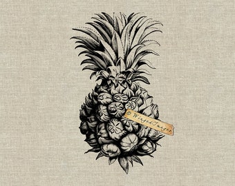 Pineapple Tropical Fruit.  Instant Download Digital Image No.182 Iron-On Transfer to   Fabric (burlap, linen) Paper Prints (cards, tags)
