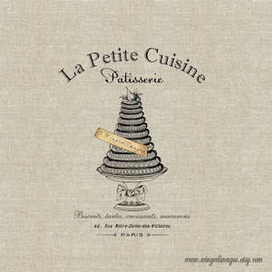Vintage Franse Patisserie Ad Instant Download Digital Image No.126 Iron-On Transfer naar stof (jute, linnen) Papierafdrukken (kaarten, tags)