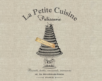 Anuncio de pastelería francesa vintage Descarga instantánea Imagen digital No.126 Transferencia de hierro a tela (arpillera, lino) Impresiones de papel (tarjetas, etiquetas)