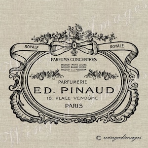 Vintage French Perfumery Label Instant Download Digital Image No.147 Iron-On Transfer to Fabric (burlap, linen) Paper Prints (cards, tags)