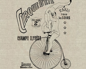 Vintage French Circus Ad Instant Download Digital Image No.25 Iron-On Transfer to Fabric (burlap, linen) Paper Prints (cards, tags)