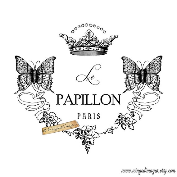 Vintage French Butterfly Le Papillon. Instant Download Digital