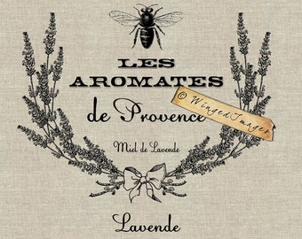 Lavender Wreath Honey Bee Instant Download Digital Image No.186 Iron-On Transfer to Fabric (burlap, linen) Paper Prints (cards, tags)