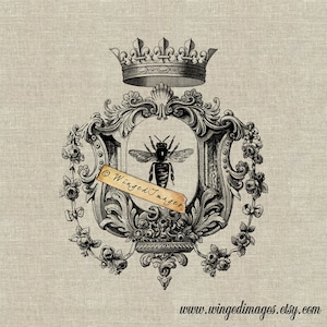 Queen Bee Download instantâneo de imagem digital No.170 Transferência com ferro para tecido (serapilheira, linho) Impressões em papel (cartões, etiquetas)