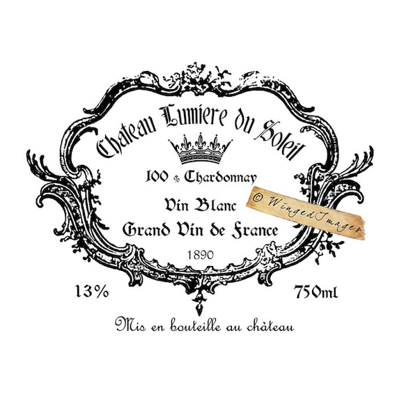 Vintage French Wine Label Instant Download Digital Image No