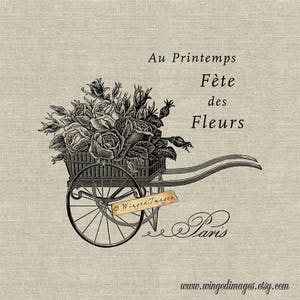 Jardín Francés. Descarga instantánea Imagen digital No.410 Iron-On Transfer to Fabric (arpillera, lino) Impresiones en papel (tarjetas, etiquetas)