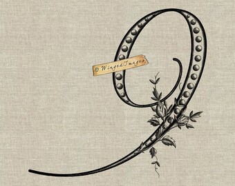 Antique French Number Nine. Instant Download Digital Image No.366 Iron-On Transfer to Fabric (burlap, linen) Paper Prints (cards, tags)