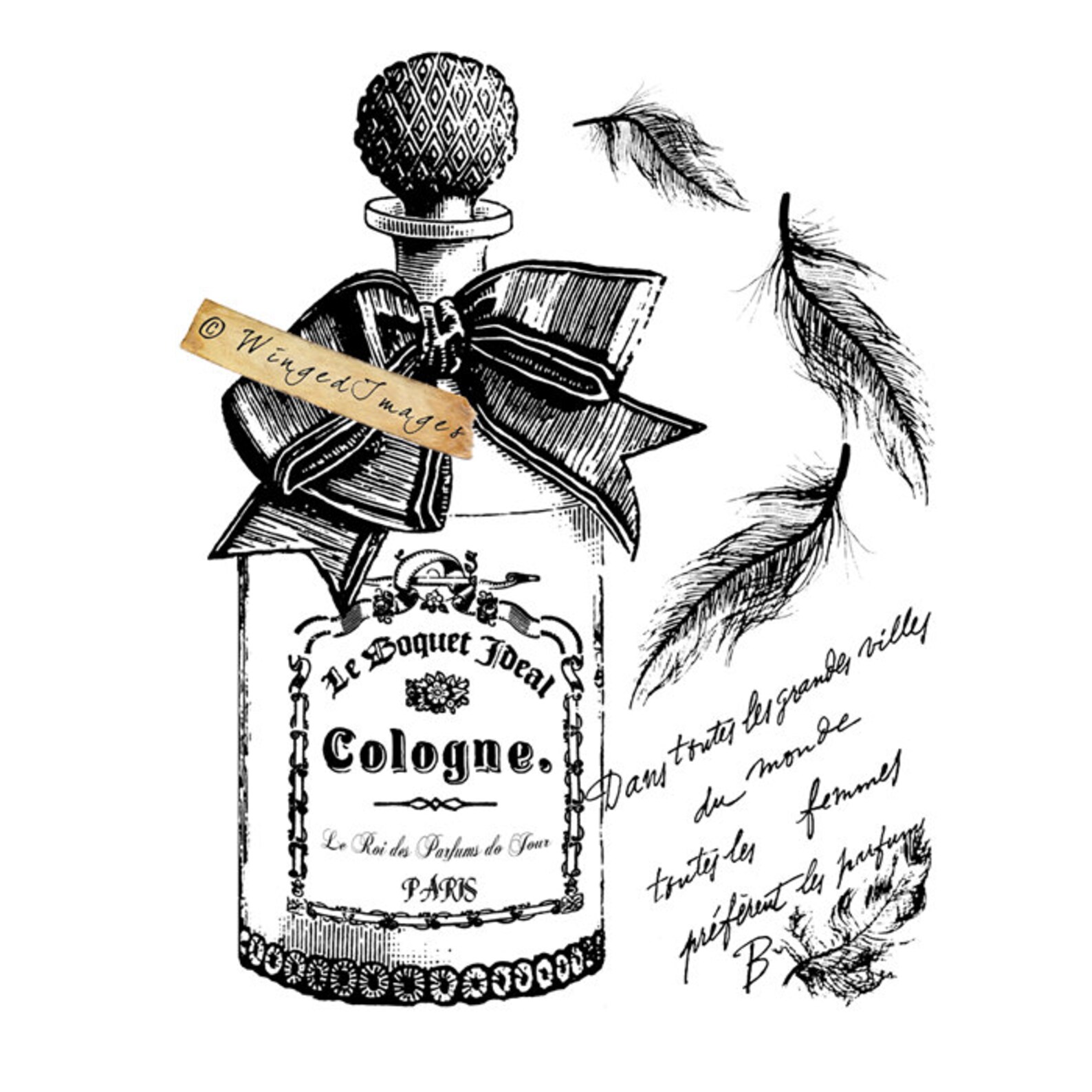 Vintage French Cologne Bottle Instant Download Digital Image Etsy