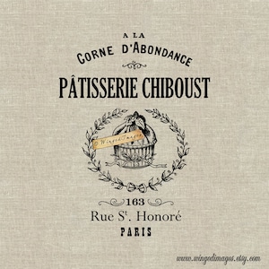 Poster Size French Vintage Pastry Ad. Instant Download Digital Image No.378 Iron-On Transfer to Fabric (burlap, linen) Paper Prints