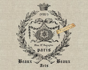 Bellas Artes de París. Descarga instantánea Imagen digital No.424 Transferencia de hierro a tela (arpillera, lino) Impresiones de papel (tarjetas, etiquetas)