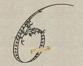 Antique French Number Six. Instant Download Digital Image No.339 Iron-On Transfer to Fabric (burlap, linen) Paper Prints (cards, tags)
