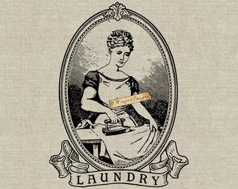 Vintage Laundry Label. Instant Download Digital Image No.380 Iron-On Transfer to Fabric (burlap, linen) Paper Prints (cards, tags)