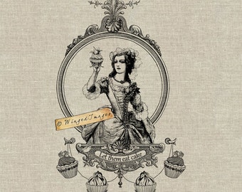 Maria Antonieta. Descarga instantánea Imagen digital No.282 Iron-On Transfer to Fabric (arpillera, lino) Impresiones en papel (tarjetas, etiquetas)