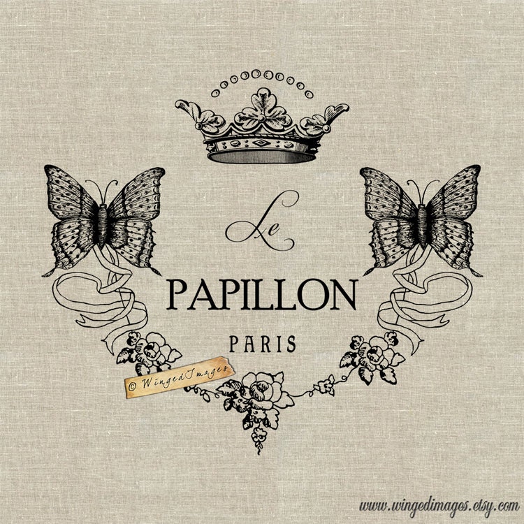 Vintage French Butterfly Le Papillon. Instant Download Digital
