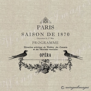 Paris Opera Instant Download Digital Image No.128 Iron-On Transfer to Fabric (burlap, linen) Paper Prints (cards, tags)